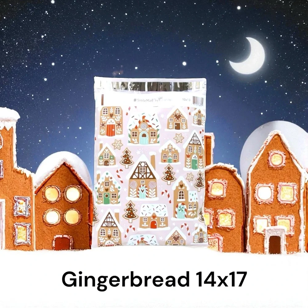 Gingerbread Village 14x17 Poly Mailers 25 Pack